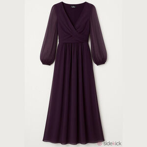 Women's Lulus Purple Maxi Dress with Sheer Sleeves, Size S NWOT